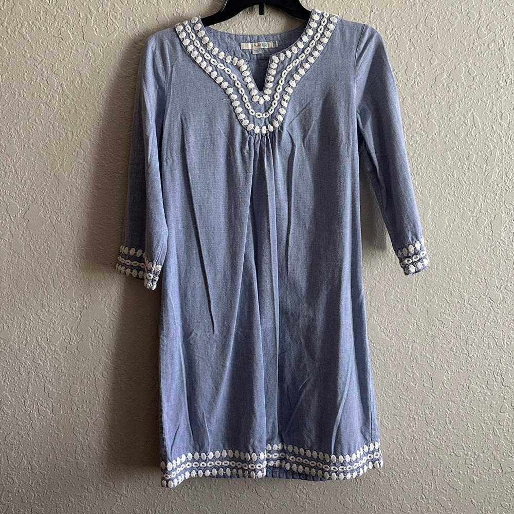 BODEN - Chambray 3/4 Sleeve Mini Dress